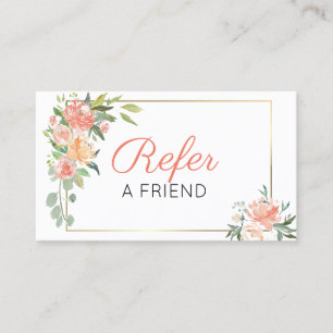 Carte De Parrainage Peach Watercolor Flowers