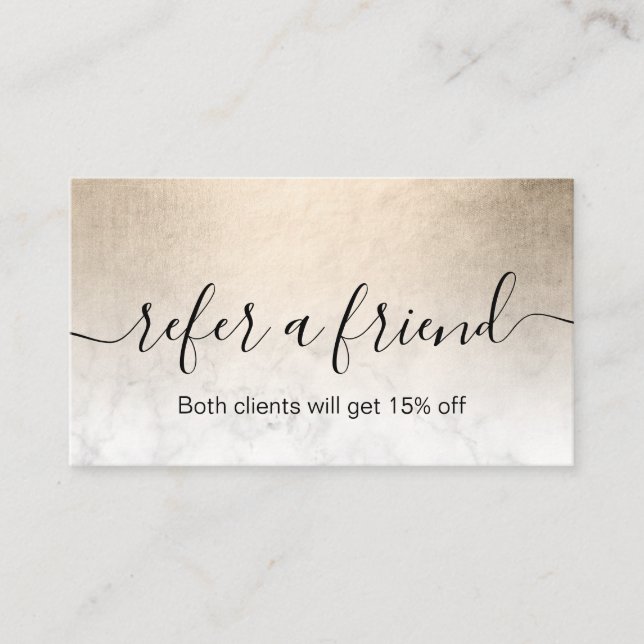 Carte De Parrainage Peintre de maquillage en marbre blanc doré en cuiv (Devant)