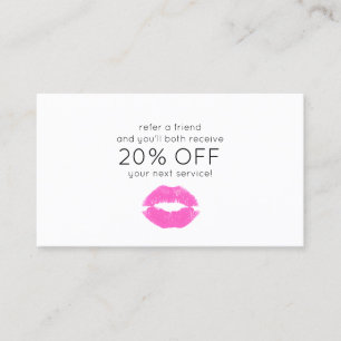 Carte De Parrainage Pink Lipstick Kiss Beauté Renvoi client
