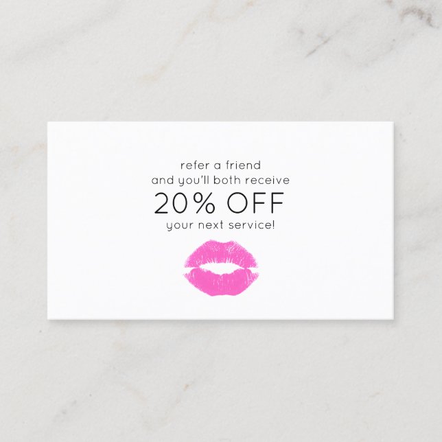 Carte De Parrainage Pink Lipstick Kiss Beauté Renvoi client (Devant)