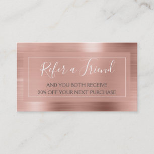 Carte De Parrainage Pink & Rose Gold Foil recommander un ami