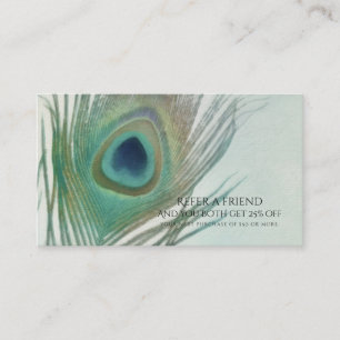 Carte De Parrainage Plume de paon Boho Aquarelle Référez un ami
