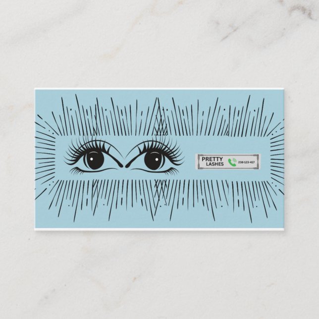 Carte De Parrainage Pretty Lashes Moderne Bleu Illustrations D'Yeux Mi (Devant)
