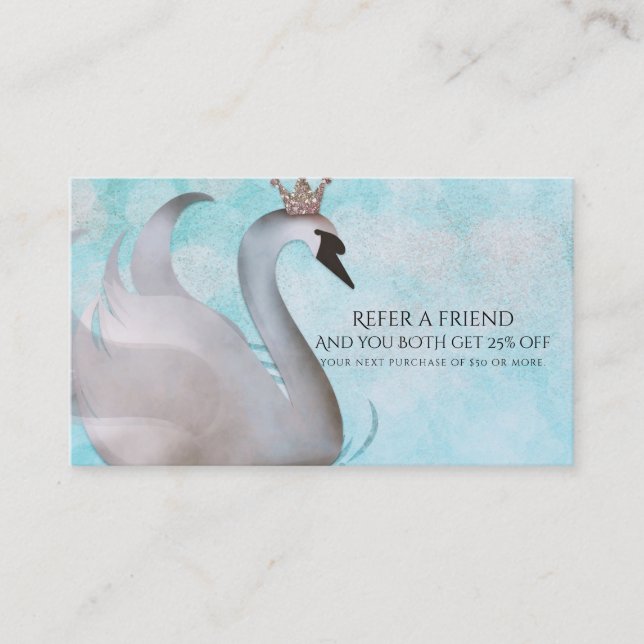 Carte De Parrainage Princesse des cygnes Conte de fées Réferer un ami (Devant)