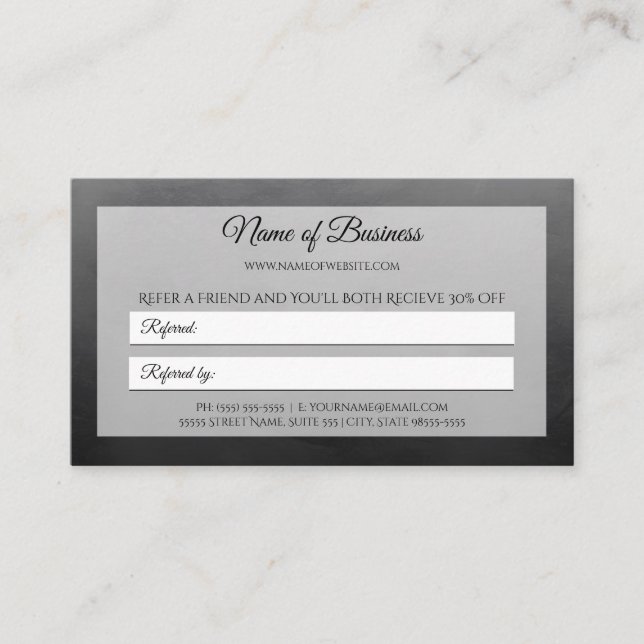 Carte De Parrainage Professional Simple Black Friend Referend (Devant)