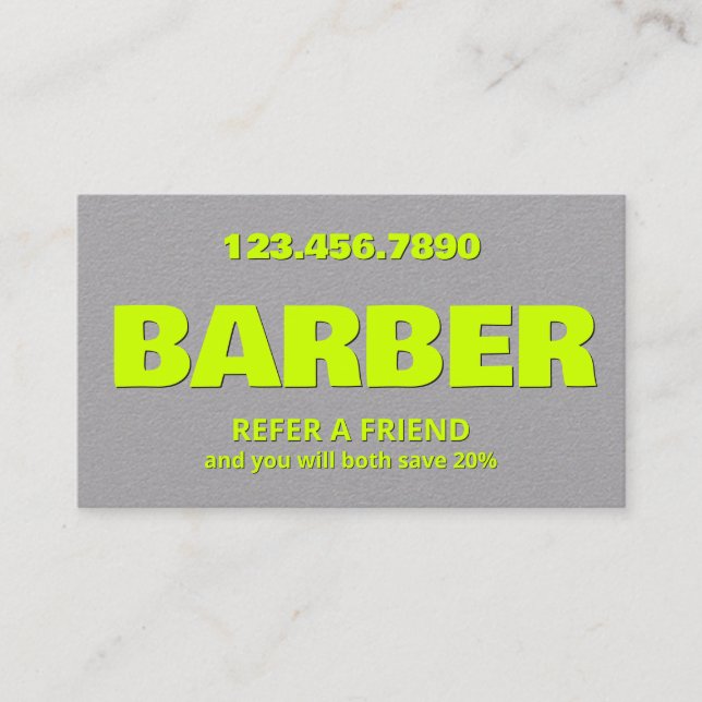 Carte De Parrainage QR Premium Barbier (Devant)