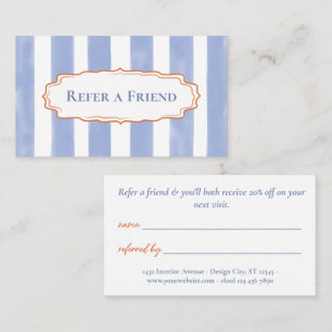 Carte De Parrainage Rayures aquarelles bleues cadre ondulé