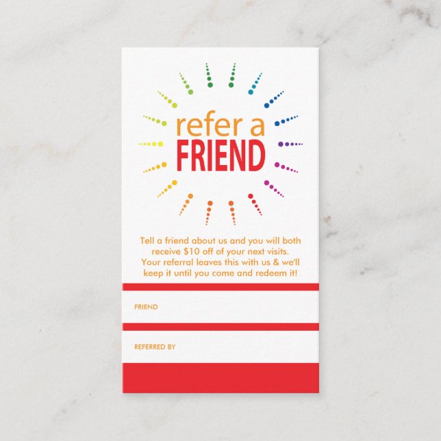 Carte De Parrainage référer un ami rainbowBurst (Devant)