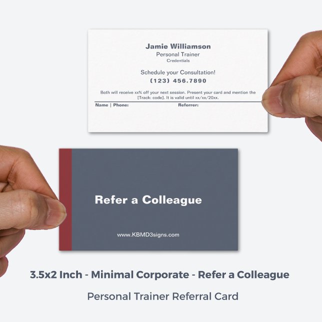 Carte De Parrainage Référez au minimum un collègue gris blanc rouge (3.5x2 Inch, Minimal Refer a Colleague Grey White Red Referral Card)