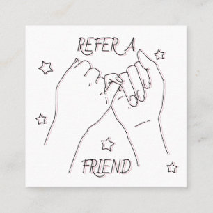 Carte De Parrainage Référez un ami blanc rose mignon main illustration
