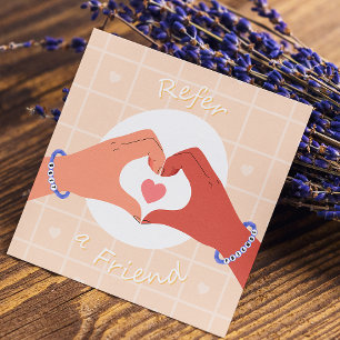 Carte De Parrainage Référez Un Ami Rose Coeur Mains Illustration
