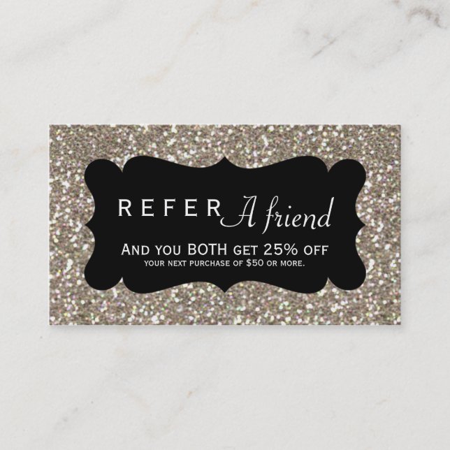 Carte De Parrainage RÉFÉREZ UNE Parties scintillant Gold AMIE et une c (Devant)