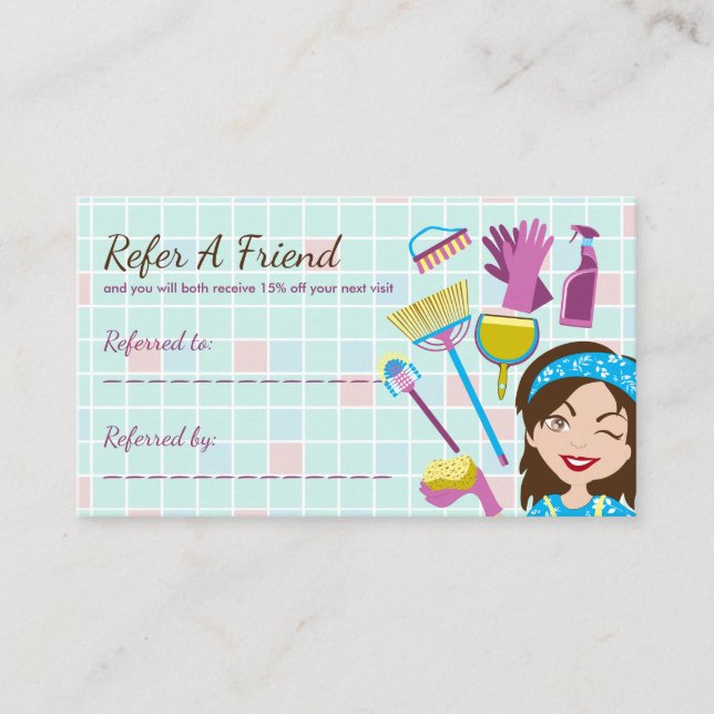 Carte De Parrainage Remise sur la vente client de nettoyage (Devant)