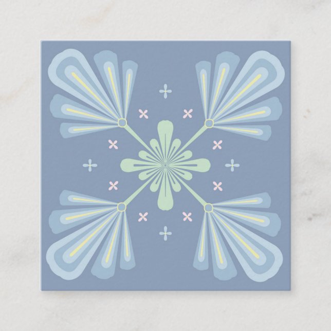 Carte De Parrainage Répétition abstraite florale bleu pastel (Devant)