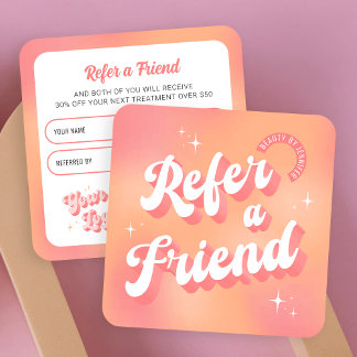 Carte De Parrainage Retro tendance Peach Pink Maquillage Beauté Salon