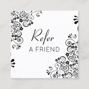 Carte De Parrainage Rois de fleurs noires et blanches Référez un ami