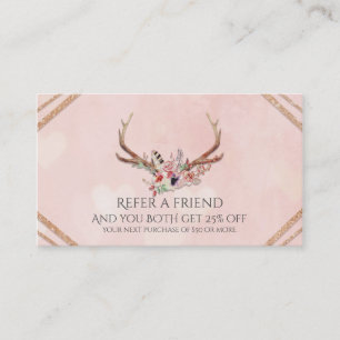 Carte De Parrainage Rose Blush rose Floral Antlers Glam recommander un