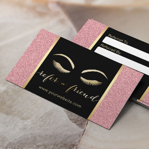 Carte De Parrainage Rose de maquillage de coups de fouet et d'or de l'