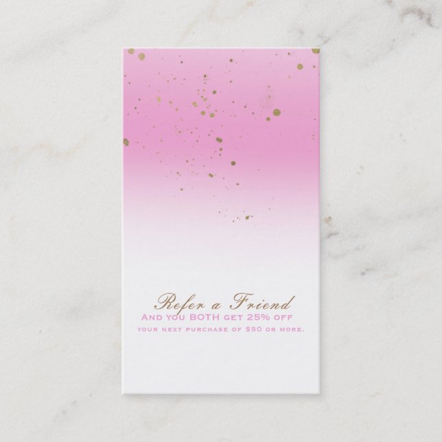 Carte De Parrainage Rose et Or Moderne Glam Chic Référer un ami (Devant)