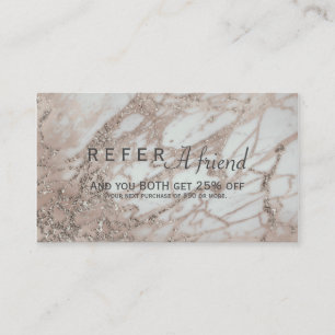 Carte De Parrainage Rose Glam Marbre Rose Poudré Or Argent Salon Parra