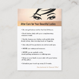 Carte De Parrainage Rose Gold Eyelash Extensions post-soins aiguillage