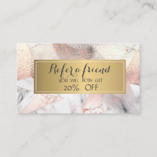 Carte De Parrainage Rose Gold Géométrique Marbre Tendance