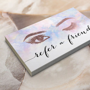 Carte De Parrainage Rose Gold Lashes Maquillage Artiste Aquarelle Réfé