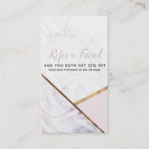 Carte De Parrainage Rose Gold Marble Swirl & Blush Pink aiguiser un am