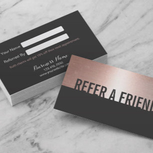 Carte De Parrainage Rose Gold Minimalist Bold Beauty Salon Référentiel