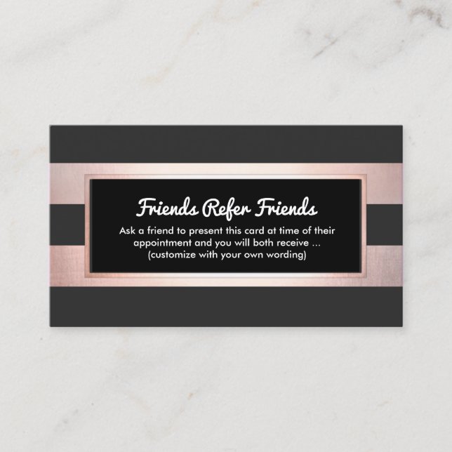 Carte De Parrainage Rose Gold Noir client aiguillage Moderne Grilles (Devant)