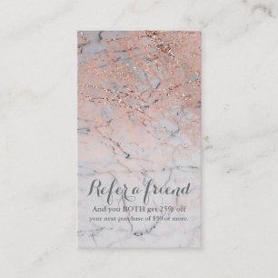 Carte De Parrainage Rose or rose moderne marbre glam recommander un am