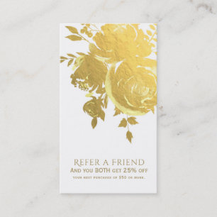 Carte De Parrainage Roses d'or Faux Foil Elégant Moderne Référer un am