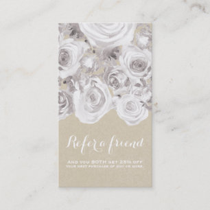 Carte De Parrainage Roses rustiques blanches d'hiver Kraft Floral Chic