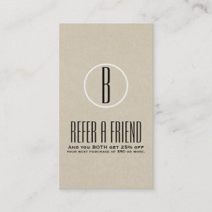 Carte De Parrainage Rustique Kraft Brun Minimal Référer un ami Référen