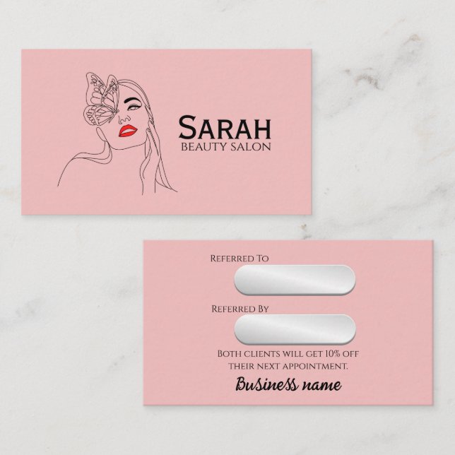 Carte De Parrainage Salon de beauté (Devant / Derrière)