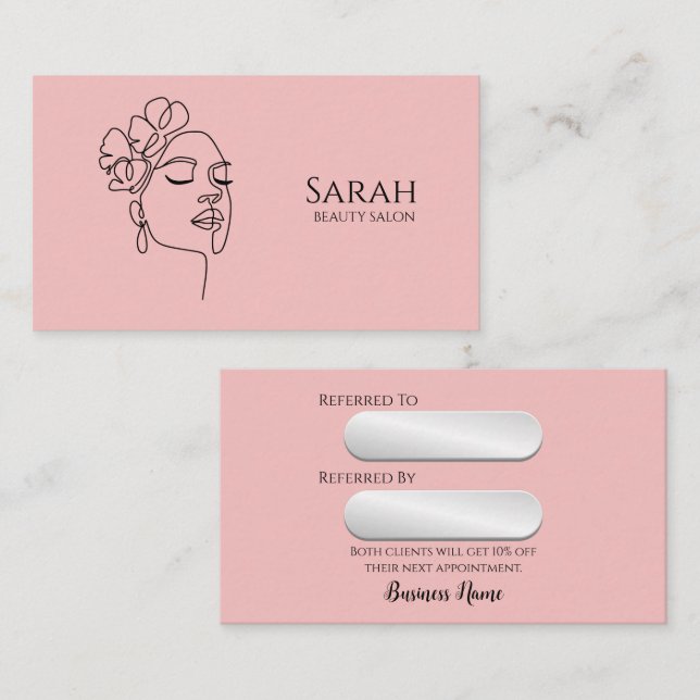 Carte De Parrainage Salon de beauté (Devant / Derrière)