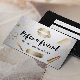 Carte De Parrainage Salon de beauté moderne d'or et d'argent de la