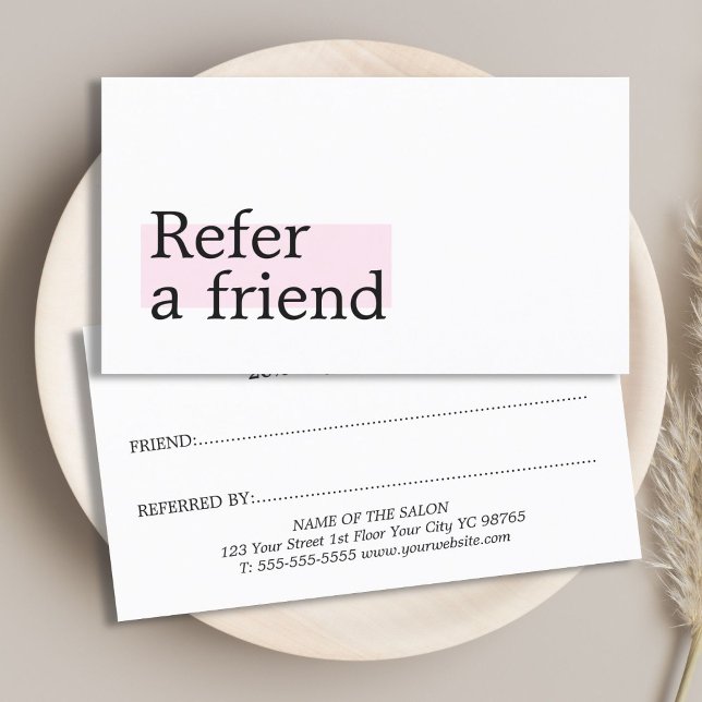 Carte De Parrainage Salon de beauté Rose Blanche Élégant et Stylé (Créateur téléchargé)