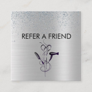 Carte De Parrainage Salon de beauté Silver Glitter