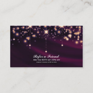 Carte De Parrainage Salon Purple Silk & Gold Sparkle Référer Un Ami
