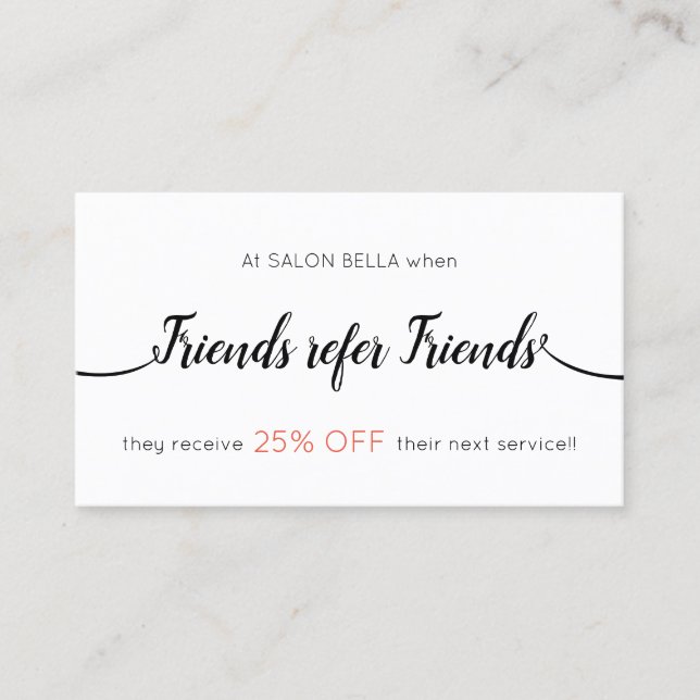 Carte De Parrainage Script Calligraphy Customer Referendum (Devant)