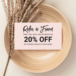 Carte De Parrainage Script de brosse minimaliste - Référentiel rose pâ