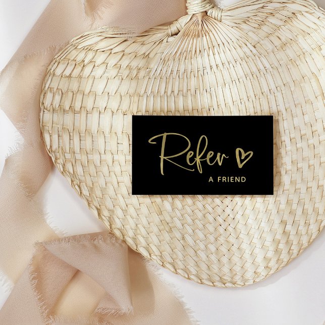 Carte De Parrainage Script et coeur en or noir et Faux | (Créateur téléchargé)