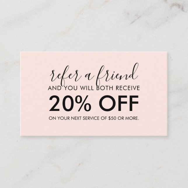 Carte De Parrainage Script moderne minimaliste Blush Pink aiguillage (Devant)