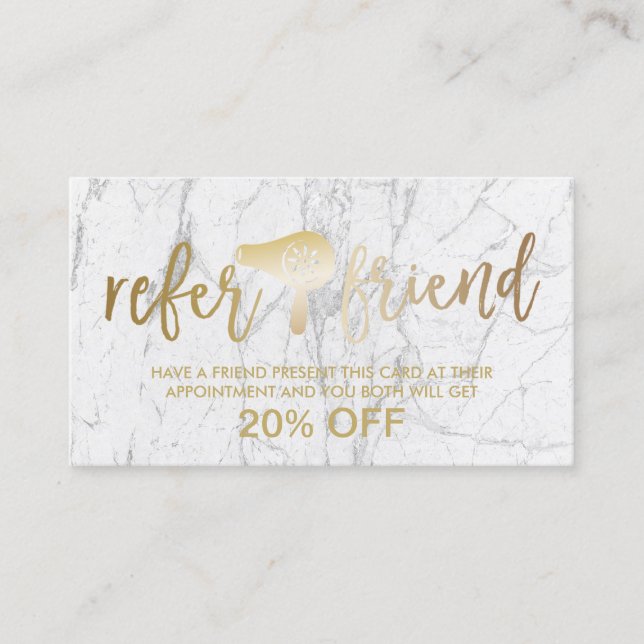 Carte De Parrainage Sèche-cheveux d'or Moderne Salon de marbre aiguill (Devant)