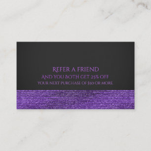 Carte De Parrainage Séquins de glam moderne violet et gris aiguise un