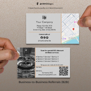 Carte De Parrainage Services B2B sophistiqués QR Code gris
