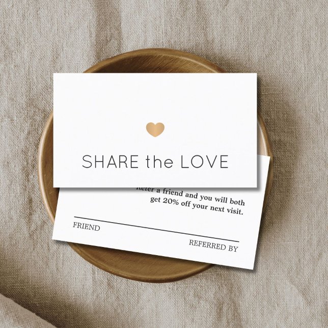 Carte De Parrainage Simple Elegant Black White Gold Heart (Créateur téléchargé)