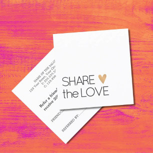 Carte De Parrainage Simple Elegant Black White Gold Heart