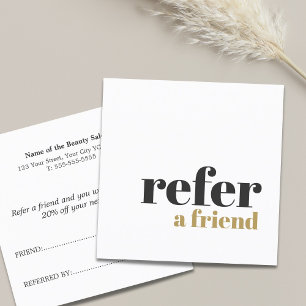 Carte De Parrainage Simple Elegant Bold Beauty Salon Referral Card